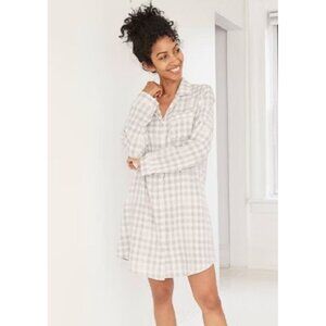 Stars Above Women's Plaid Flannel Long Sleeve Nightgown - Gray - XL